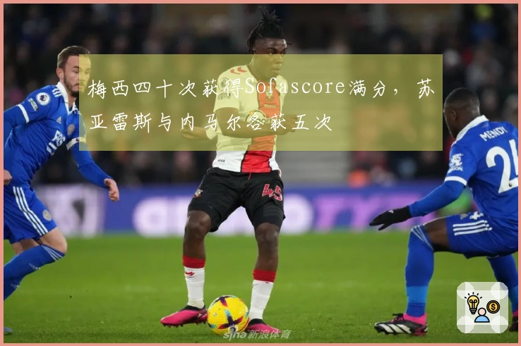 梅西四十次获得Sofascore满分，苏亚雷斯与内马尔各获五次